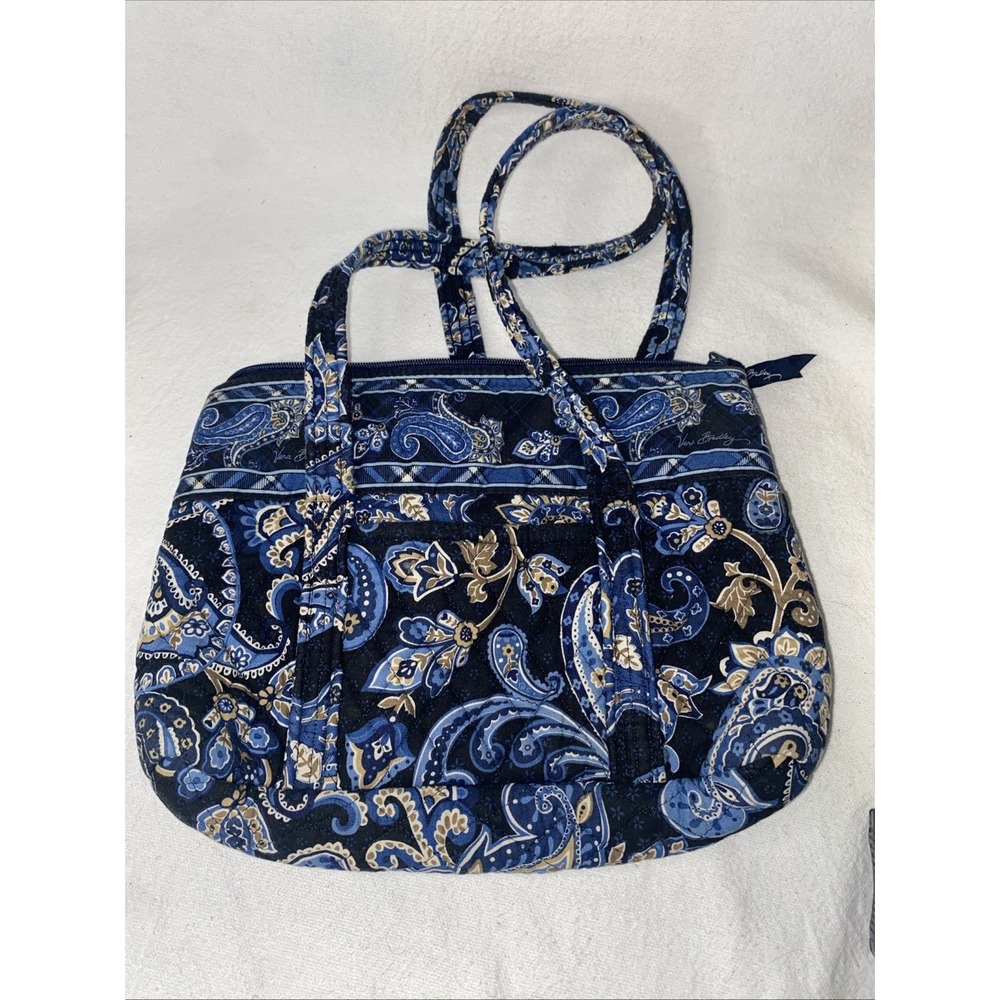 Vera Bradley Handbag Retired Pattern Windsor Navy  2006 Blue Tan
